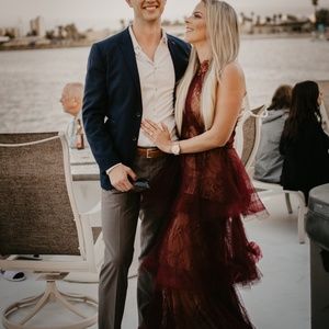 Long Tiered Lace Halter Maxi Dress